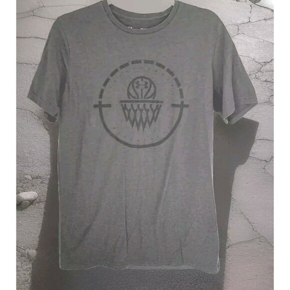 Under Armour Center Court HeatGear Mens Med M Gray Basketball Net Graphic Tshirt - Picture 1 of 9